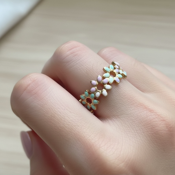 Bague en acier inoxydable colorée et ajustable