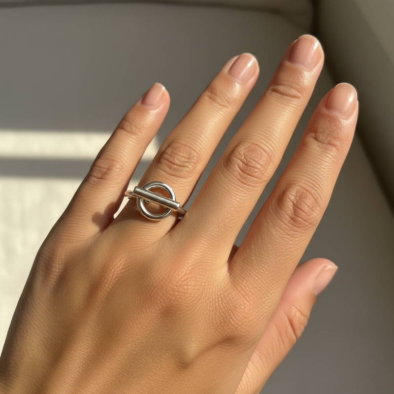 Bague Design Ouvert Argent Acier Inoxydable