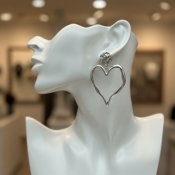 Boucles d’oreilles pendantes cœur argent