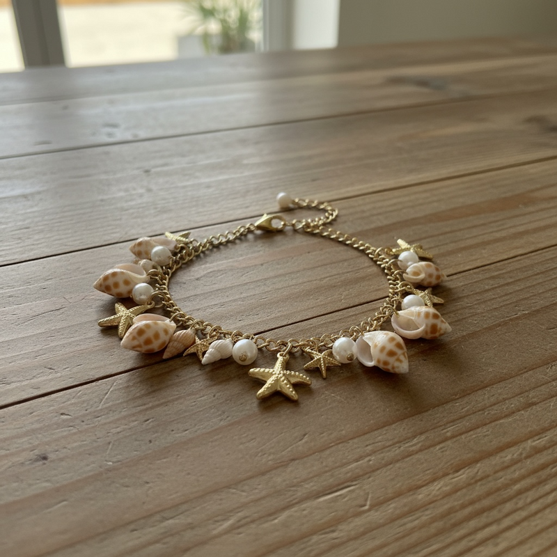 Bracelet de Cheville Coquillage en Acier Inoxydable
