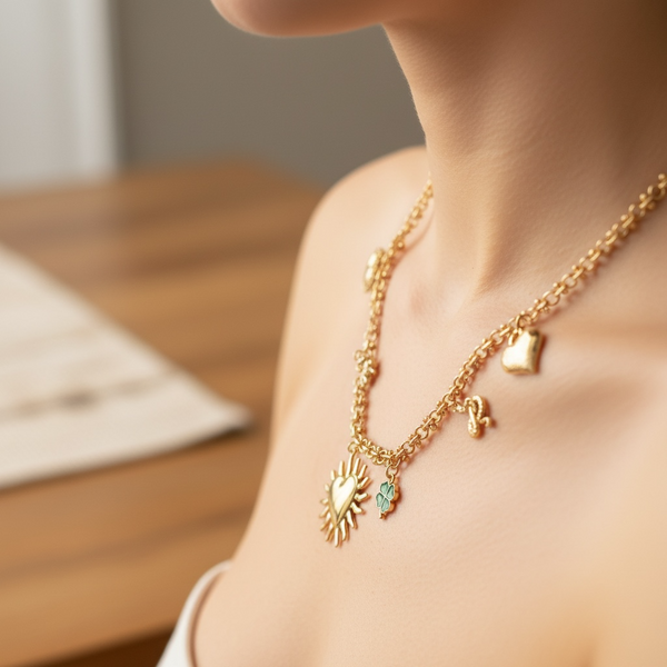 Collier en acier inoxydable à plusieurs pendentifs