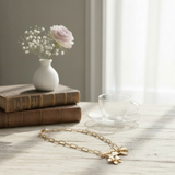 Collier Double Fleur Dorée en Acier Inoxydable
