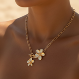 Collier Double Fleur Dorée en Acier Inoxydable