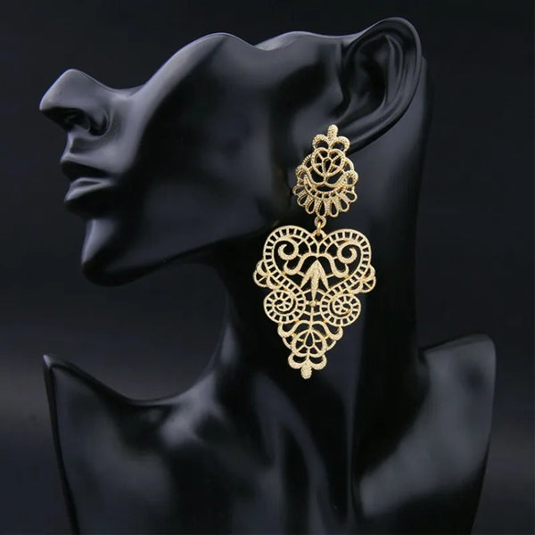 ✨ Boucles d’Oreilles Pendantes Bohème – Design Fleur & Feuille