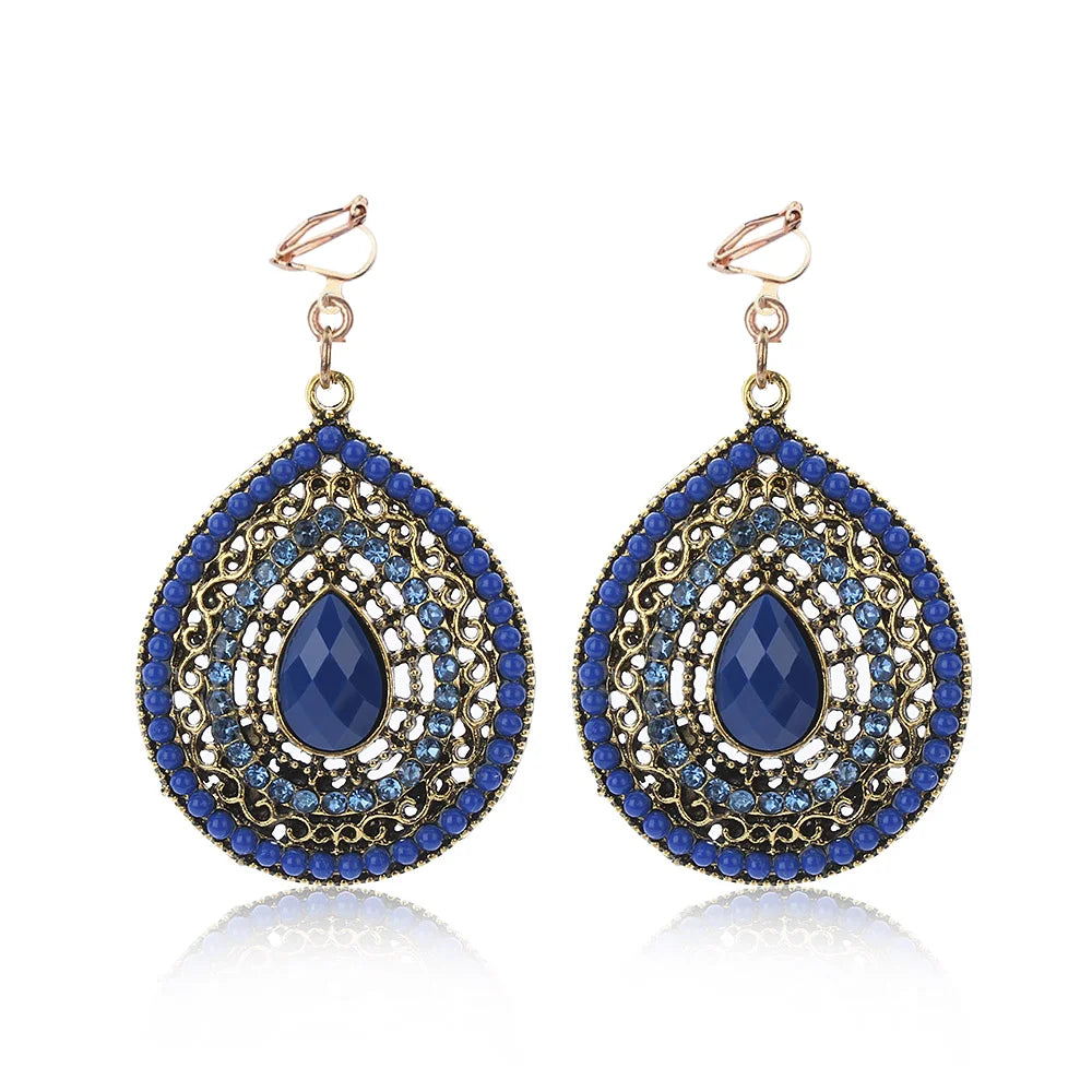 Boucles d’oreilles clips en cristal, style bohème pour femmes ✨