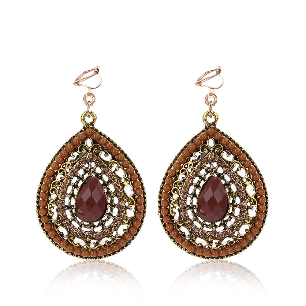 Boucles d’oreilles clips en cristal, style bohème pour femmes ✨