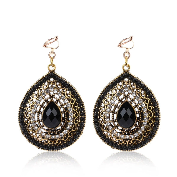 Boucles d’oreilles clips en cristal, style bohème pour femmes ✨