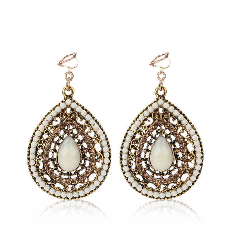 Boucles d’oreilles clips en cristal, style bohème pour femmes ✨