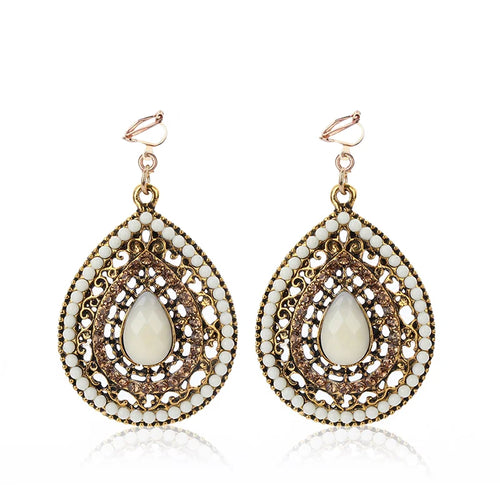 Boucles d’oreilles clips en cristal, style bohème pour femmes ✨
