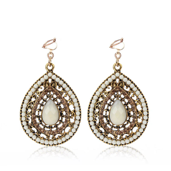 Boucles d’oreilles clips en cristal, style bohème pour femmes ✨