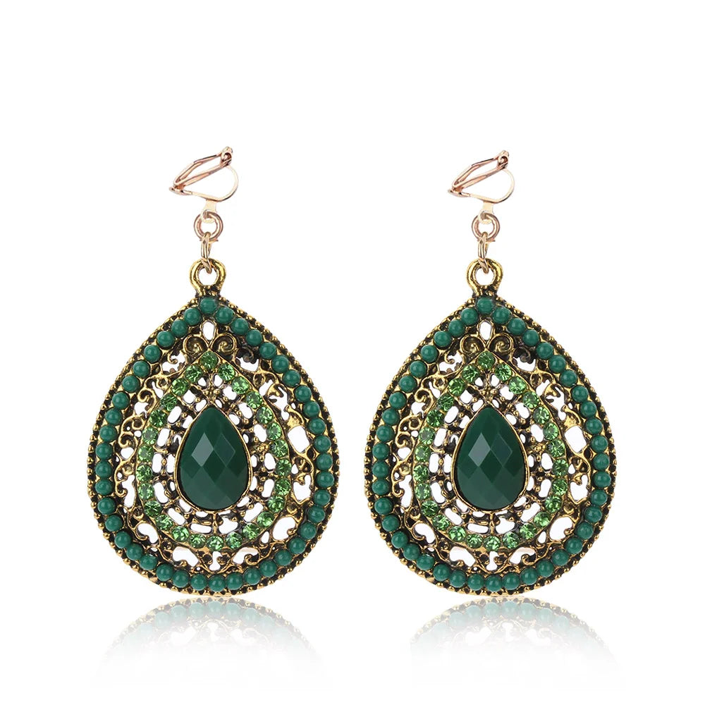 Boucles d’oreilles clips en cristal, style bohème pour femmes ✨