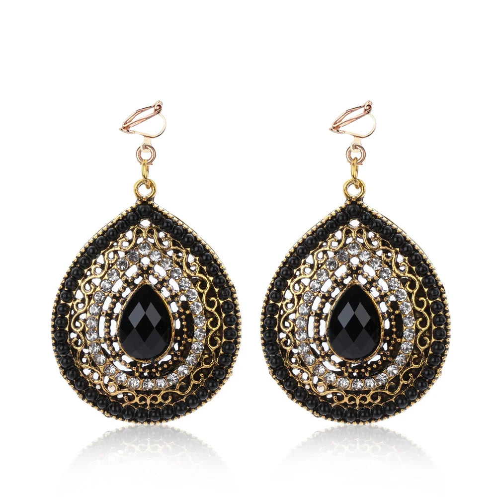 Boucles d’oreilles clips en cristal, style bohème pour femmes ✨