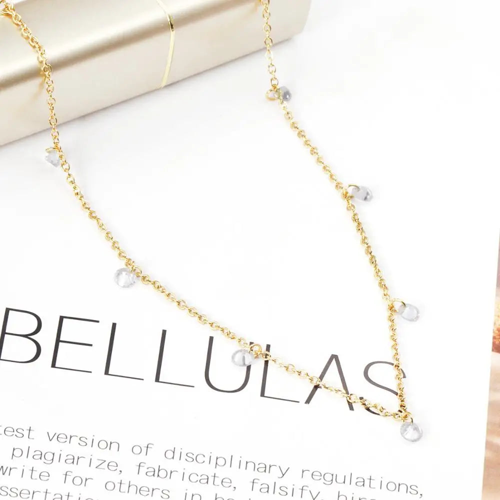Collier Femme Chic Luxe – Acier Inoxydable & Breloque CZ Ronde