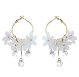 💧 Boucles d’Oreilles Goutte d’Eau en Acrylique – Cristal & Fleurs Élégantes ✨