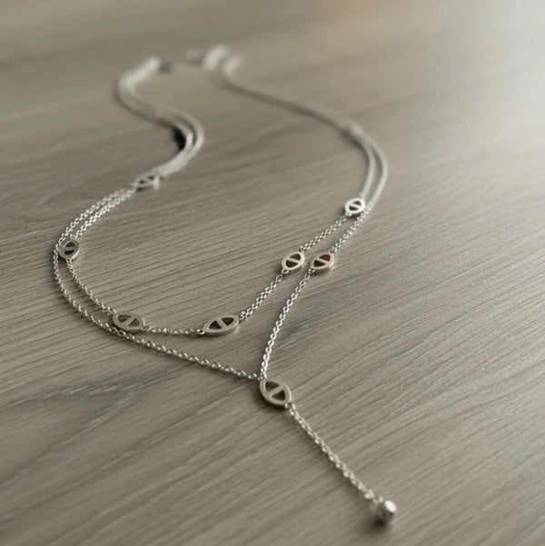 Magnifique Collier Tendance en Acier Inoxydable Argenté