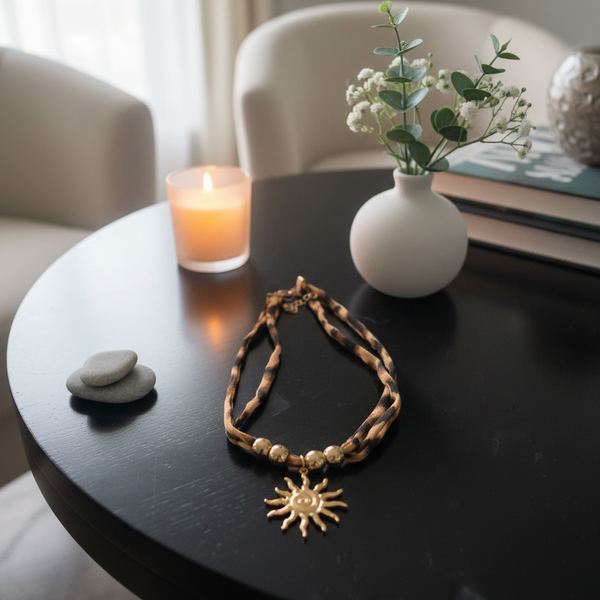 Collier Tissu Élégance Dorée
