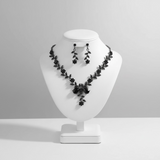 Ensemble Collier & Boucles d’oreilles Fleur Noir Brillant