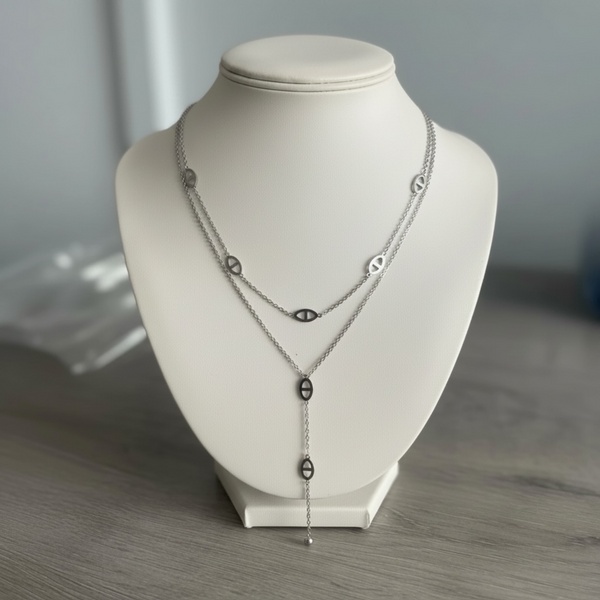 Magnifique Collier Tendance en Acier Inoxydable Argenté