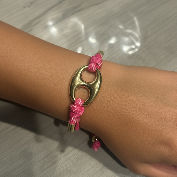 Bracelet Éclat Doré – Bracelet Tissu Ajustable & Acier Inoxydable