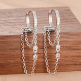 💛 Boucles d’Oreilles Pendantes en Acier Inoxydable – Chaîne Dorée & Zircone ✨