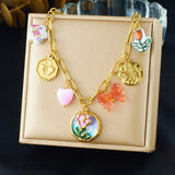Collier Acier Inoxydable  – Papillon, Cœur & Soleil