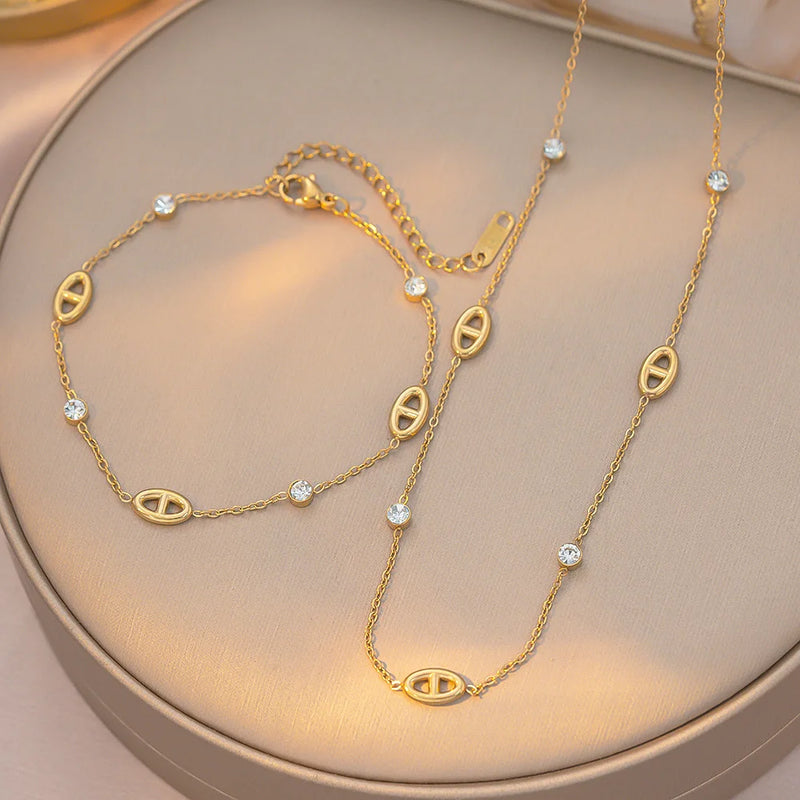💎 Collier Femme Haut de Gamme – Acier Titane | Style Français Minimaliste & Diamant Blanc ✨