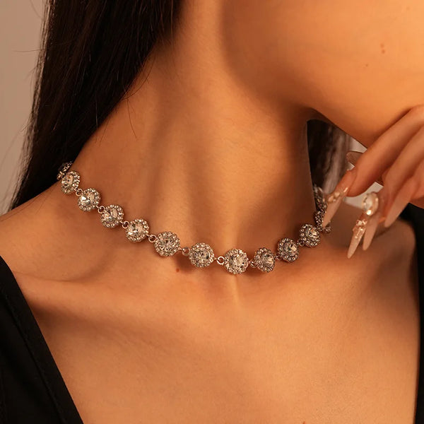 Collier Ras du Cou Géométrique en Cristal Coloré
