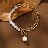 💖 Bracelet à breloques perles baroques ✨ – acier inoxydable
