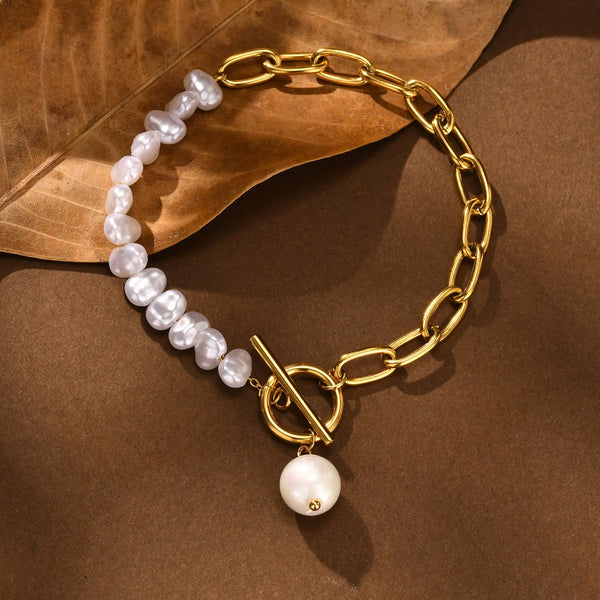 💖 Bracelet à breloques perles baroques ✨ – acier inoxydable