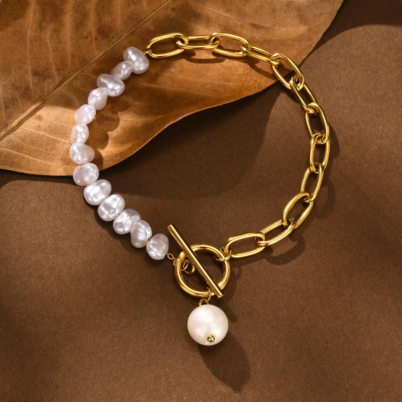 💖 Bracelet à breloques perles baroques ✨ – acier inoxydable