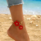 🌸 Bracelet de Cheville à Breloques Fleurs de Cerisier – Chaîne Dorée Été