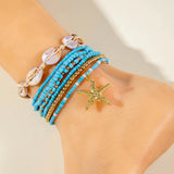 Bracelet de Cheville Bohème Multicouche – Coquillage & Étoile de Mer