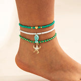 Bracelet de Cheville Bohème Multicouche – Coquillage & Étoile de Mer