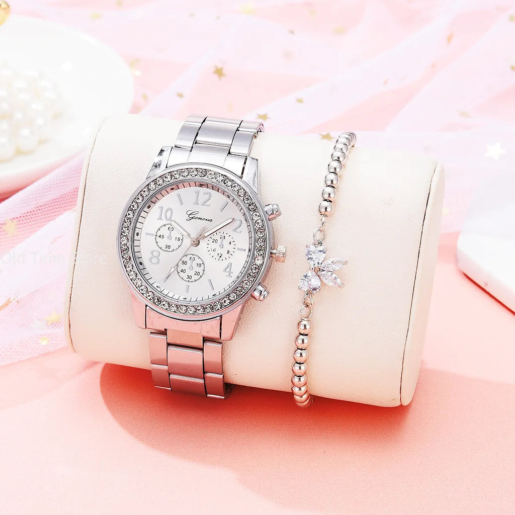 Ensemble Femme montre et bracelet  classique strass