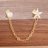💛 Boucles d’Oreilles Pendantes en Acier Inoxydable – Chaîne Dorée & Zircone ✨