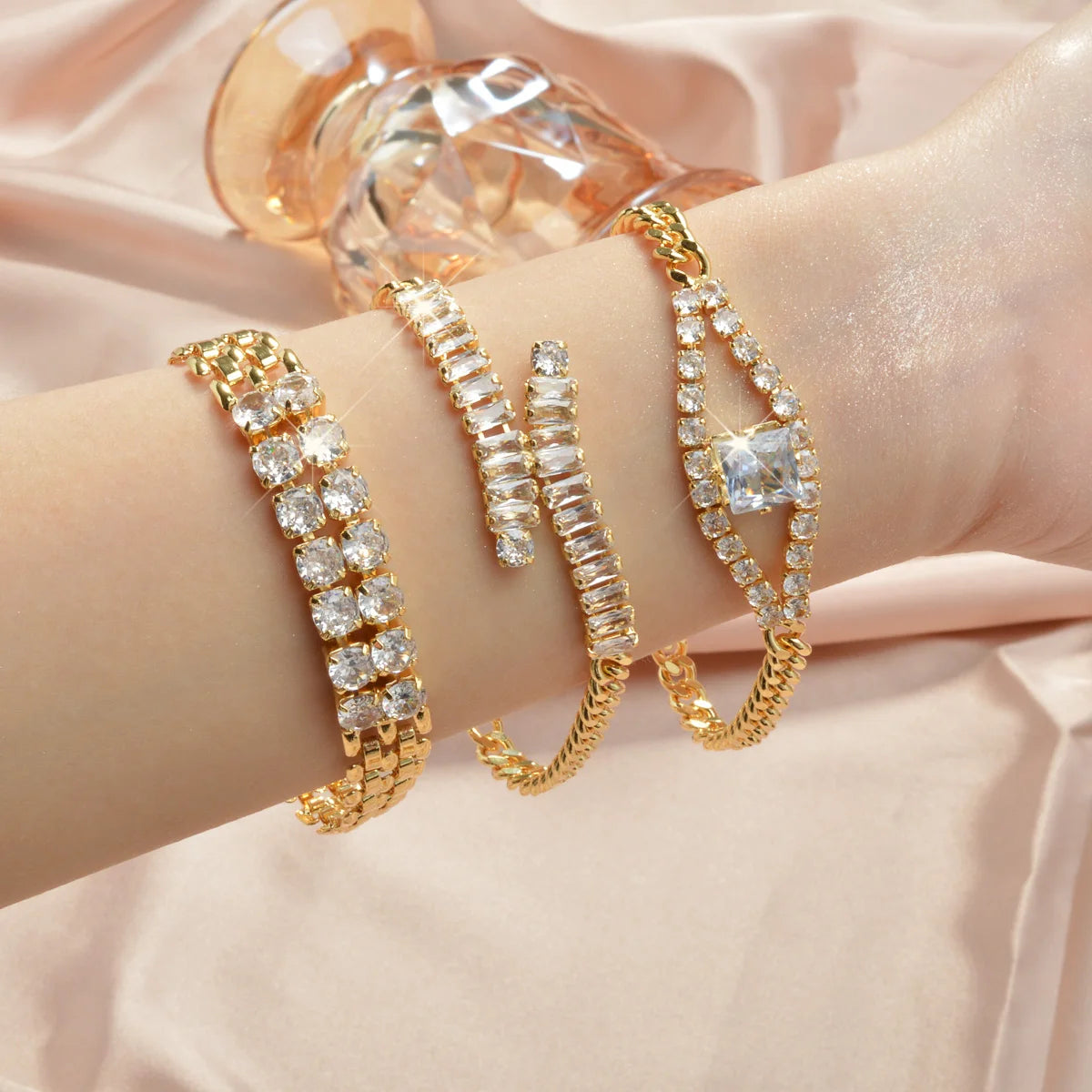 Bracelet double  cercle de cristal
