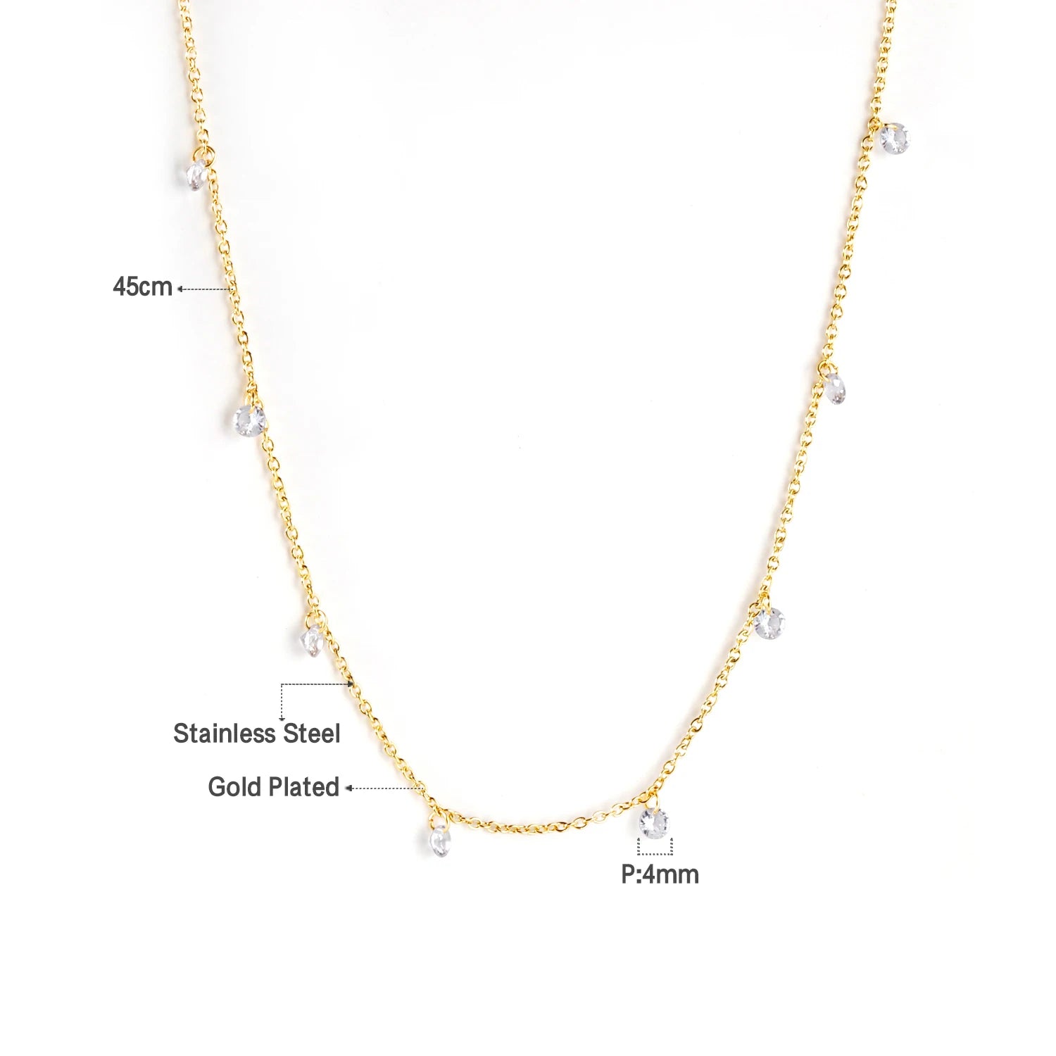Collier Femme Chic Luxe – Acier Inoxydable & Breloque CZ Ronde
