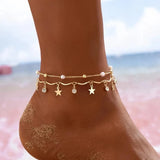 🌸 Bracelet de Cheville Boho Étoile & Cristal