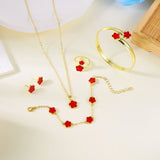 🌸 Ensemble Bijoux Femme 5 Pièces – Fleurs de Prunier Émaillées Colorées