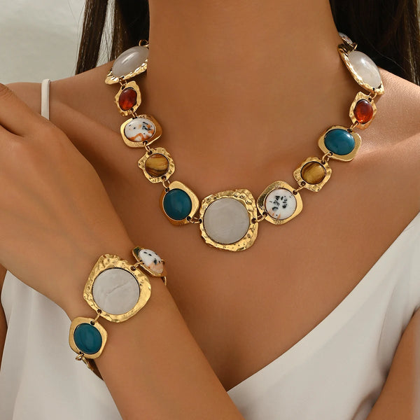 💎 Ensemble Bijoux Vintage Bohème – Collier &amp; Bracelets Original Chic ✨