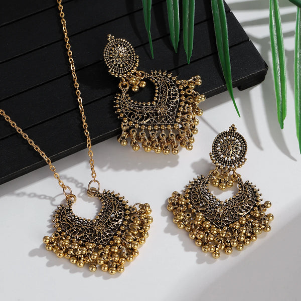 ✨ Ensemble de Bijoux Indiens Rétro Plaqué Or – Style Vintage Ethnique Femme