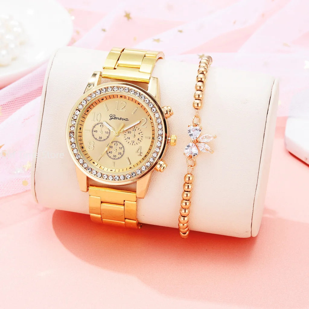 Ensemble Femme montre et bracelet  classique strass