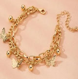 🦋 Bracelet papillon multi-couches femme ✨ – chaîne clavicule élégante 🌸 alliage de zinc, bijou de fête & mode européenne 💖