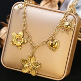 Collier Acier Inoxydable – Soleil, Cœur & Fleur