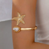Bracelet de bras étoile de mer ✨ – style bohème bohème chic 🌸 manchette ouverte vintage punk & perles, bijou de plage été 🏝️