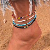🌈 Bracelet de Cheville Bohème Fait à la Main – Perles Colorées Été
