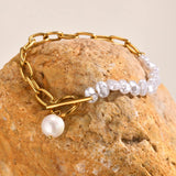 💖 Bracelet à breloques perles baroques ✨ – acier inoxydable
