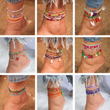 🌈 Bracelet de Cheville Bohème Fait à la Main – Perles Colorées Été