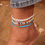🌈 Bracelet de Cheville Bohème Fait à la Main – Perles Colorées Été