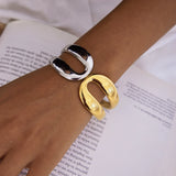 ✨ Bracelet Manchette Géométrique Plaqué Or  ✨